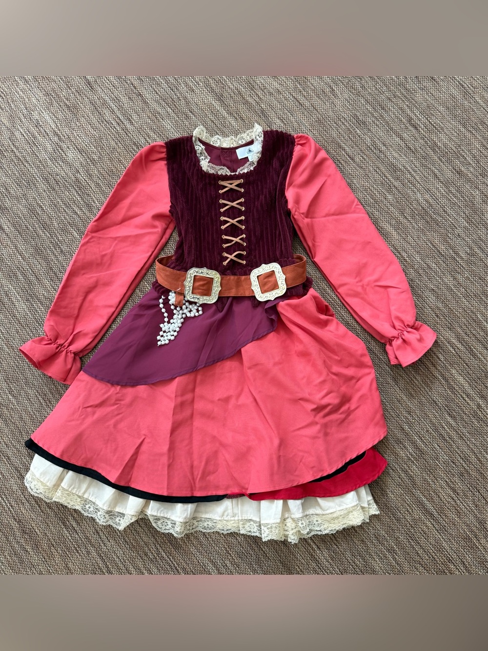 Disney Cruise Red & Burgundy Pirates Of the Caribbean Costume Dress Large Girls.